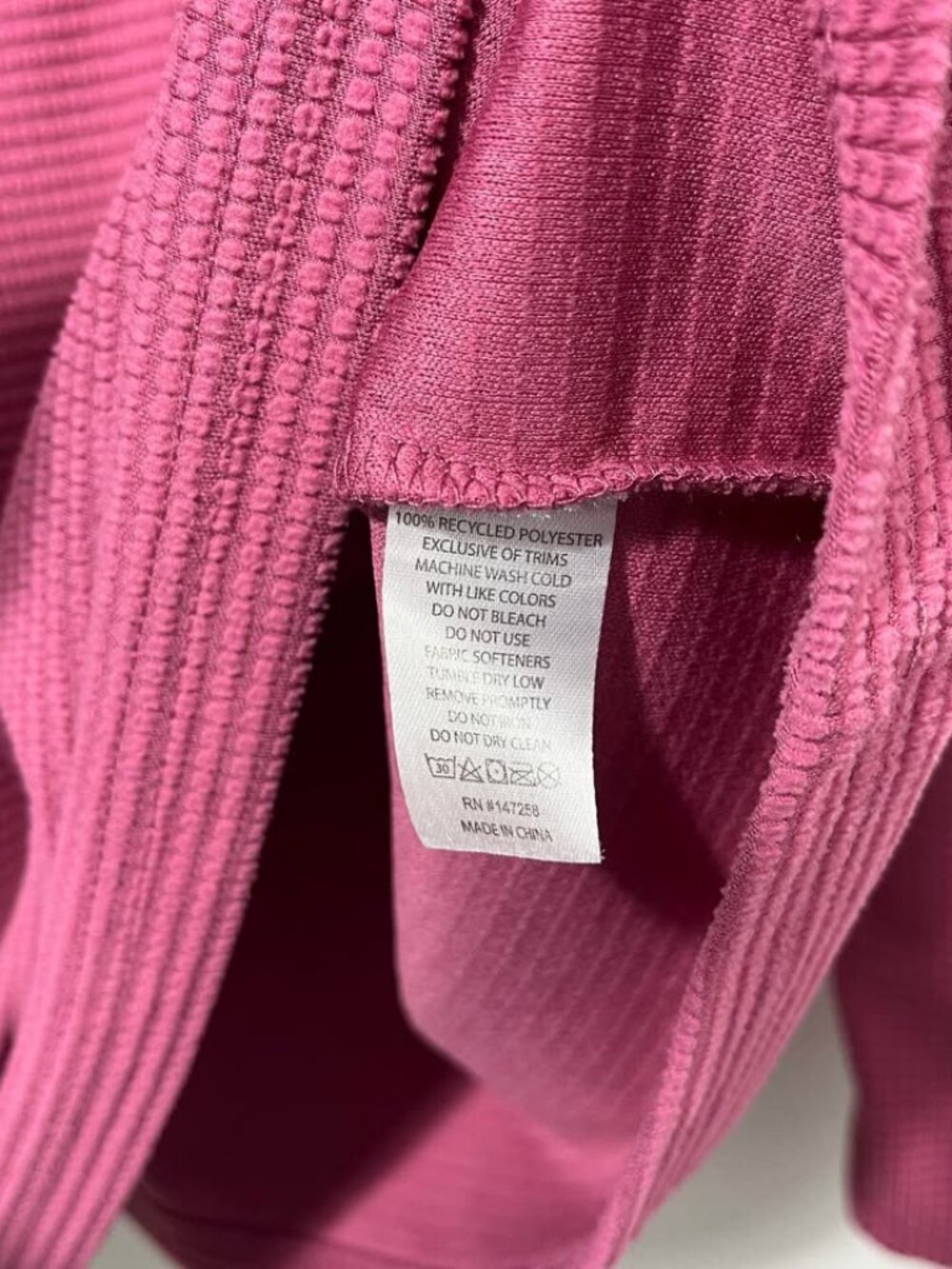 Simply Southern Pink Textured Grid Fleece 1/4 Zip Mock Neck Pullover [size L] - Picture 10 of 11